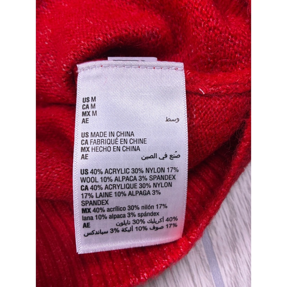 INC International Concepts Red Embellished V-Neck Wool Alpaca Sweater Medium NEW - Picture 4 of 5